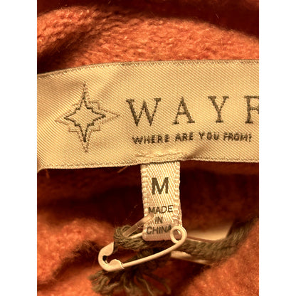 WAYF NWT Blush Pullover Knit Sweater Mock Neck Tie Waist Size Medium