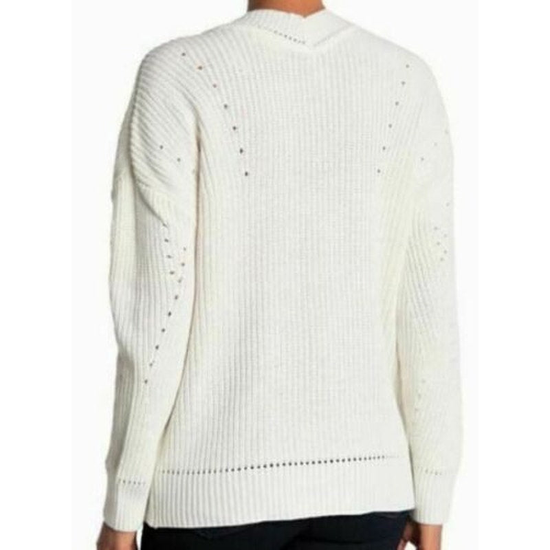 Cloth by Design Women's Button Front Tunic Cardigan Sweater Medium Egg White NWT