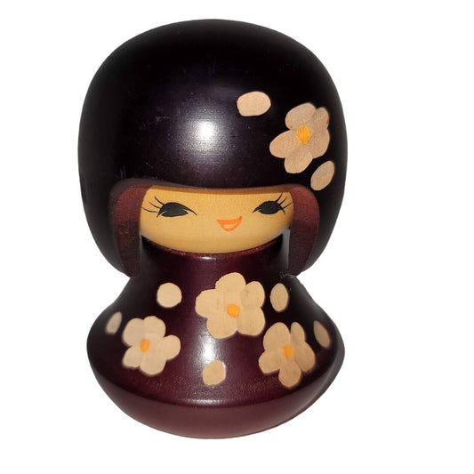 Kosheshi Small Flower child Baby Toddler girl handpainted Handmade Wood Toy Doll