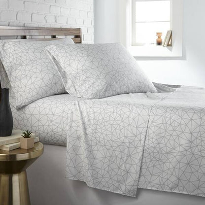 SouthShore Linens California King Comforter Set Two Sham Geometric Maze Grey NEW
