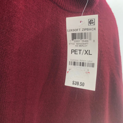 Karen Scott Crew Neck Pullover Back Zip Sweater Long Sleeve Maroon XL Petite