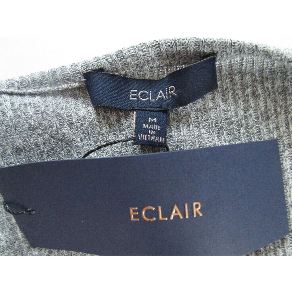 ECLAIR Cardigan Women's Open Front 3/4 Sleeve Size Medium Gray Hacci Knit NWT