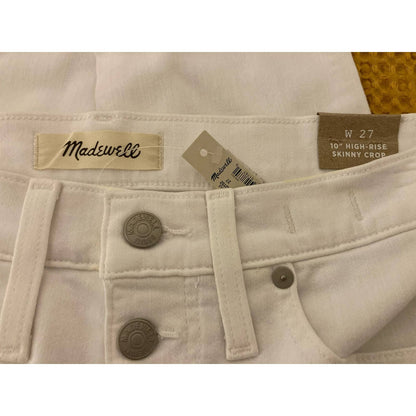 Madewell Women's Button Front High Rise Skinny Crop Jeans Waist 27" White NWT