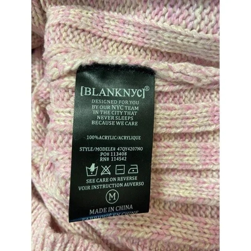 BlankNYC Women's Cable Knit Pullover Sweater Medium Lilac Mist Heather NWT Crew