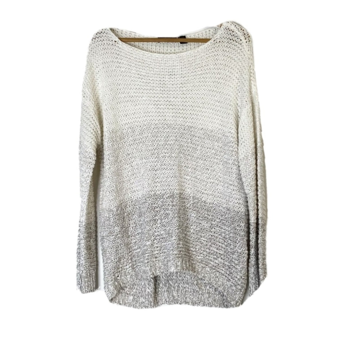 Rdi Open Stitch Pullover Sweater Long Sleeve V-Neck Natural Combo small NEW
