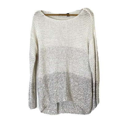 Rdi Open Stitch Pullover Sweater Long Sleeve V-Neck Natural Combo small NEW