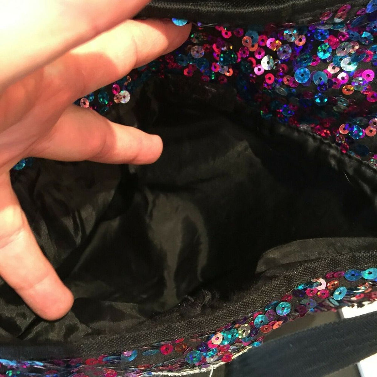 Justice Women's Crossbody Hobo Bag Adjustable Strap Sequin Monogram B