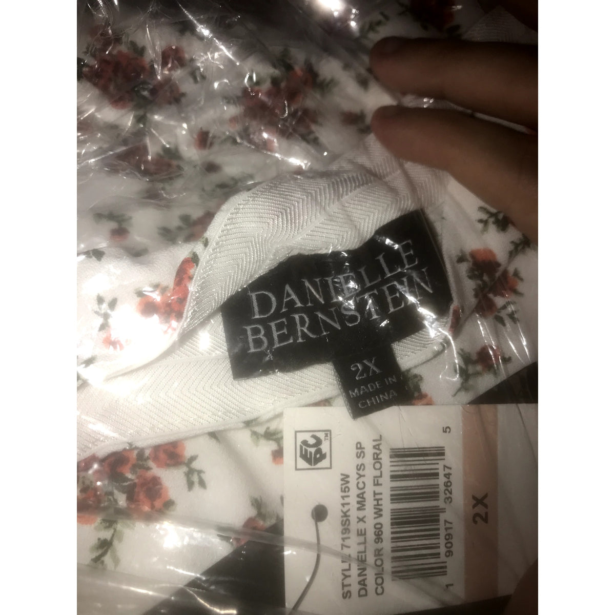 Danielle Bernstein Women's Floral Printed Slip-On Midi Skirt Created White 2X