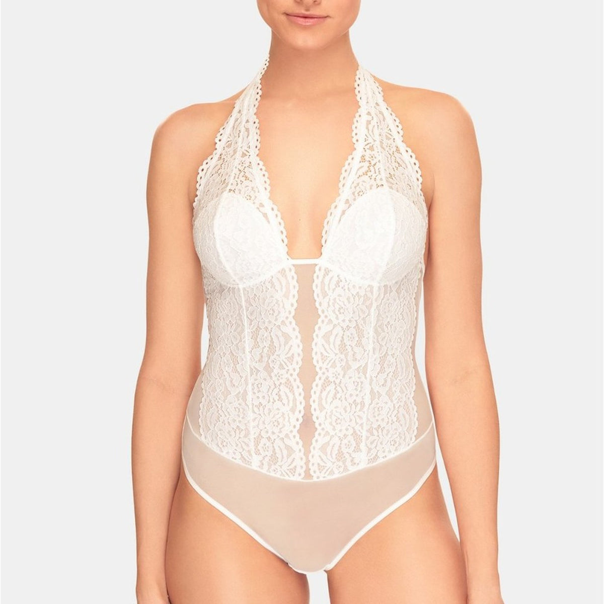 Wacoal NEW sexy XL  B.Tempt'd Ciao Bella Lace Halter Bodysuit THONG Size XLarge