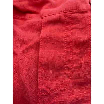 Caslon Linen Pull On Tie Belt Flare Leg Pants Sz Extra Small/XS Red Chateau NWT