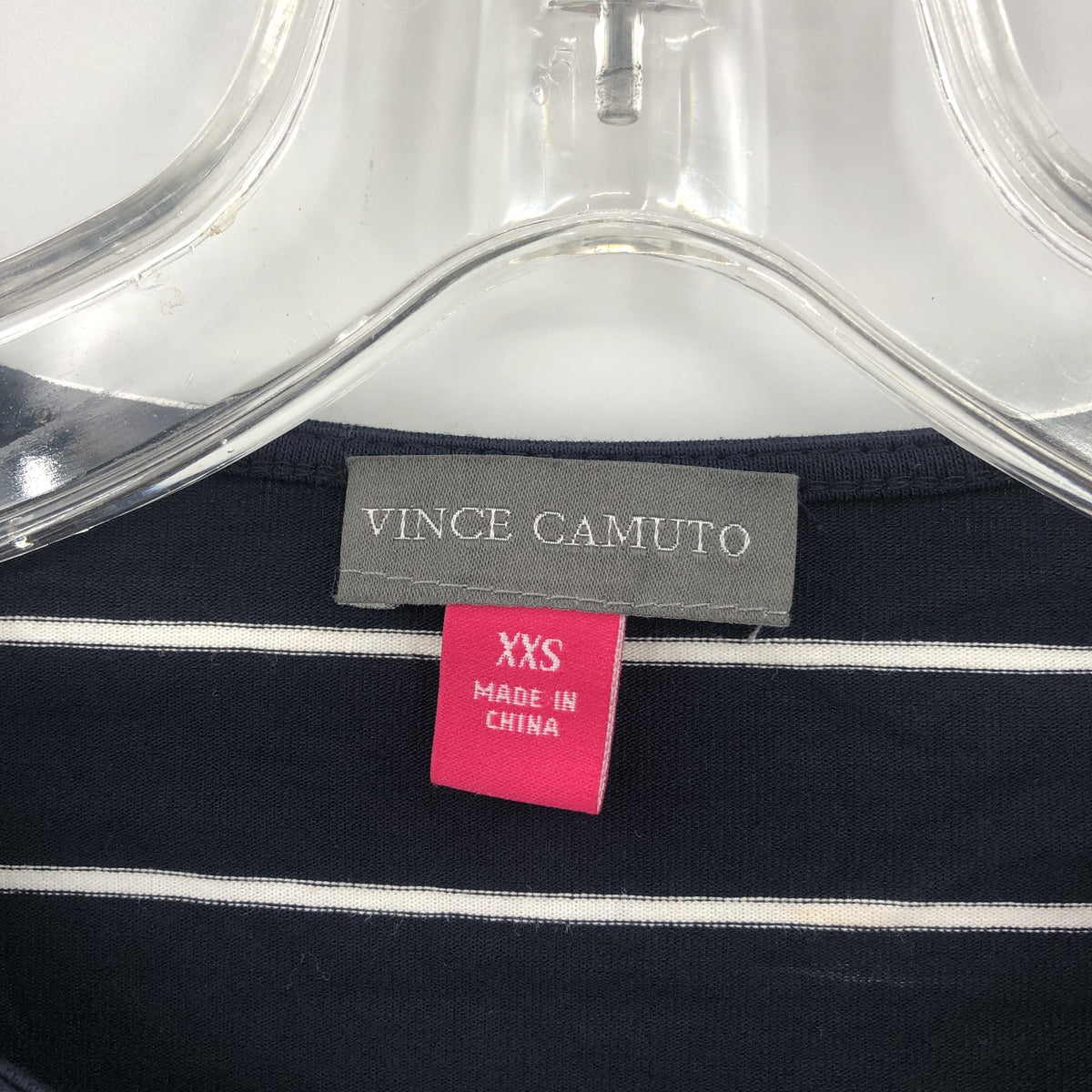 Vince Camuto NWT Striped Crew Neck Shirt Top Short Sleeve Black White Size XXS