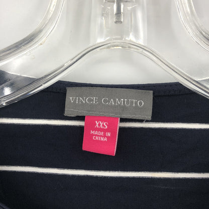 Vince Camuto NWT Striped Crew Neck Shirt Top Short Sleeve Black White Size XXS