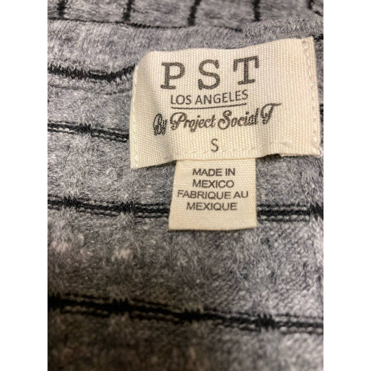 PST By Project Social T Charcoal/Black Small NEW Stripe Rib Knit Sweetheart Neck