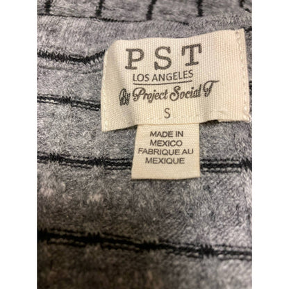 PST By Project Social T Charcoal/Black Small NEW Stripe Rib Knit Sweetheart Neck