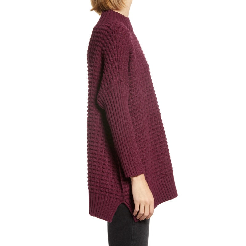 French Connection Mozart Popcorn Jumper Berry OVERSIZE WINE Small Sweater NEW