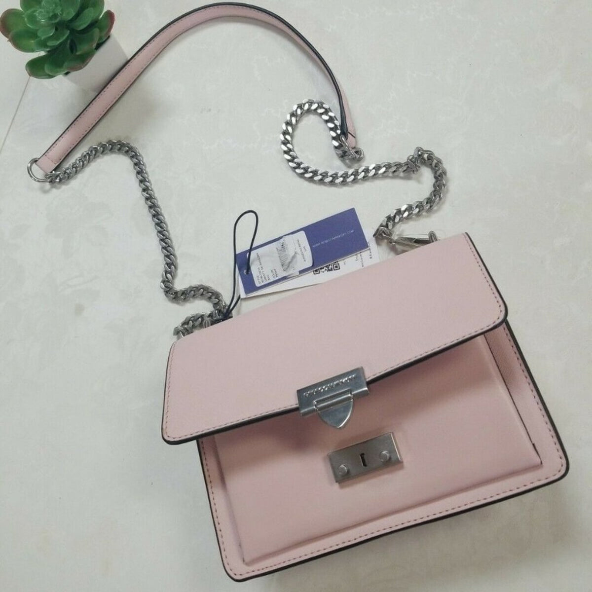 Rebecca Minkoff Shoulder Handbag Purse CLASP BROKE Pink Metal strap small NEW