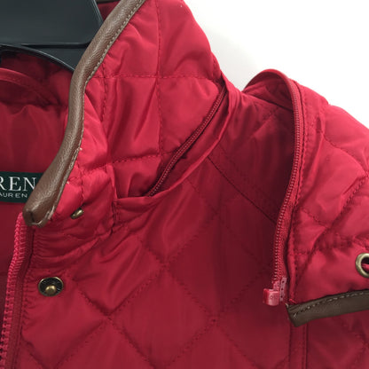 Lauren Ralph Lauren Quilted Hooded Puffer Coat Jacket Long Sleeve Red Size Small