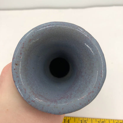 Art Pottery Handmade Blue Textured Glazed 6" Vase E.L. Slade