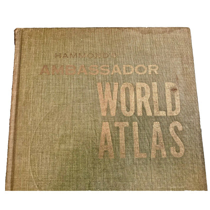 Hammond's Ambassador World Atlas Vintage - Copyright 1957 Green Cloth Hardcover