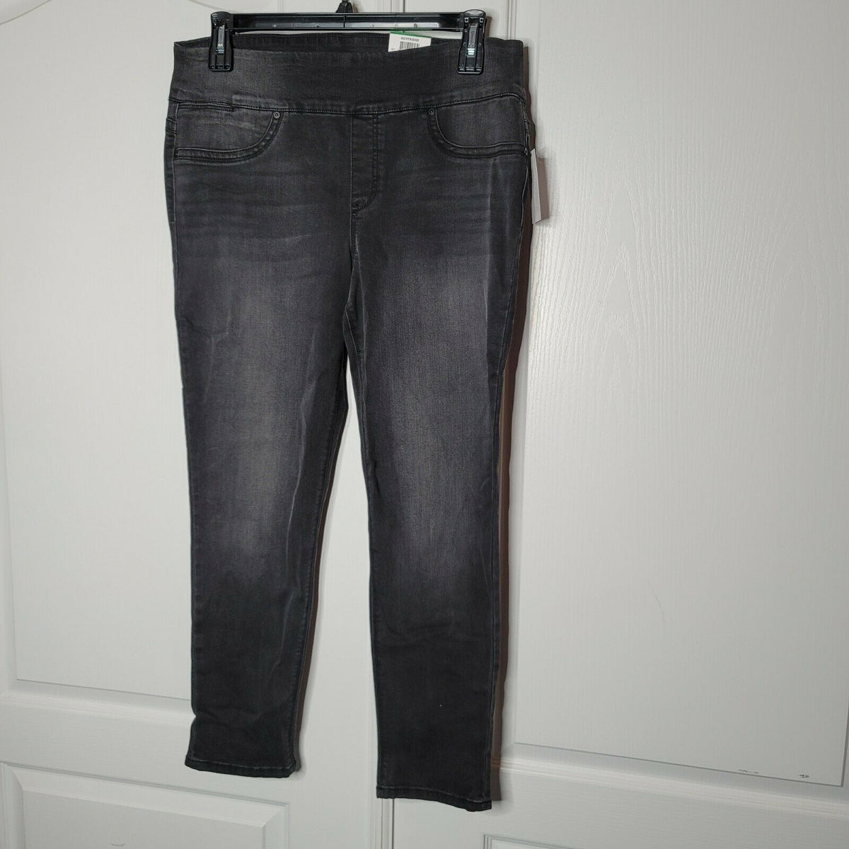 Style & Co SMALL Boyfriend Jeans Pull On Low Rise Black Smudge Cotton Blend