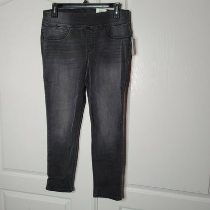Style & Co SMALL Boyfriend Jeans Pull On Low Rise Black Smudge Cotton Blend