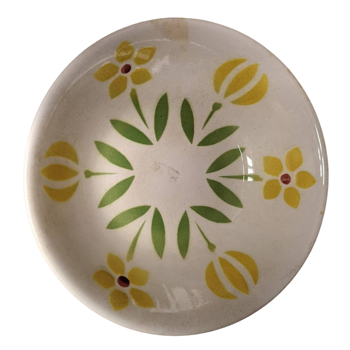 Vintage Japanese Ironstone Ware Bowl Pair Floral Stamp Geometric Underglaze