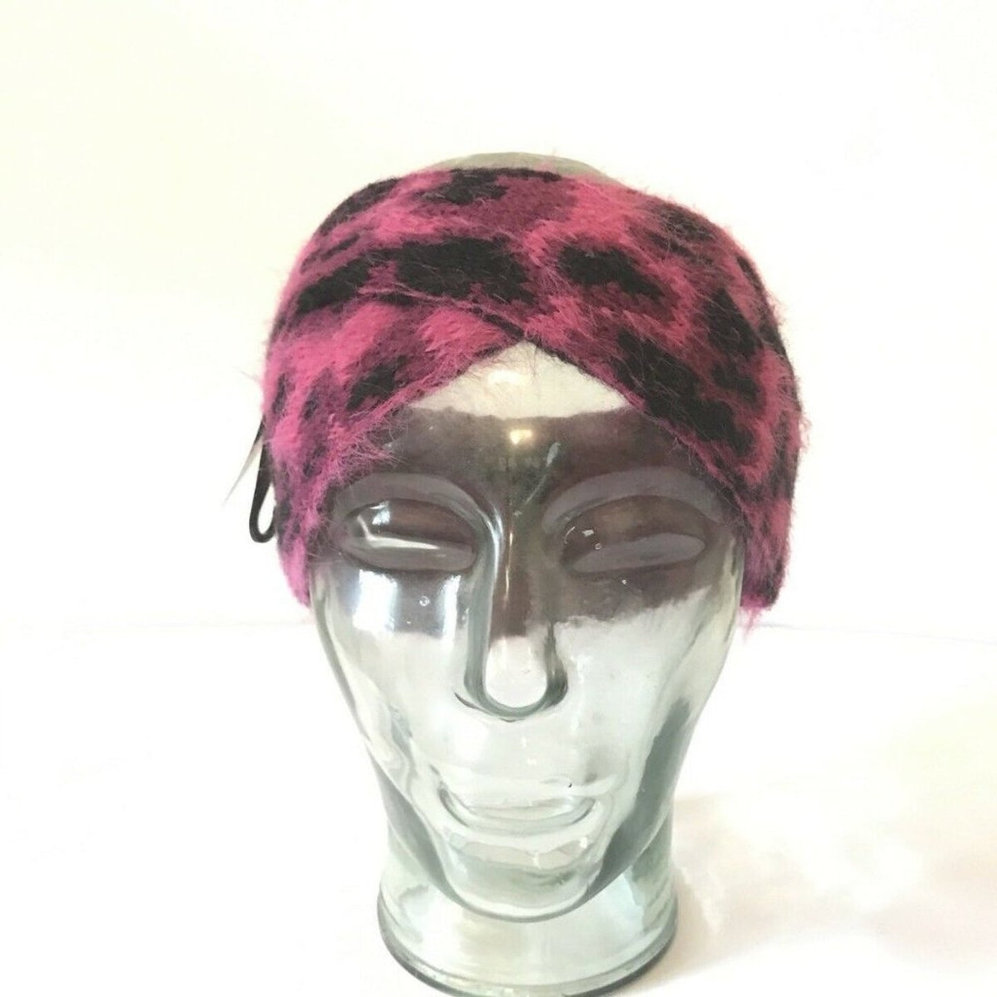 DKNY Fuzzy Animal Print Knit Twist Headband Wrap ear Warmer Hat Accessories
