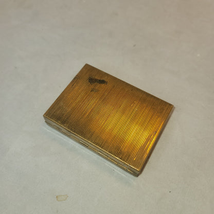 Vintage Vanity powder lipstick mirror metal case 1950s Goldtone floral etched
