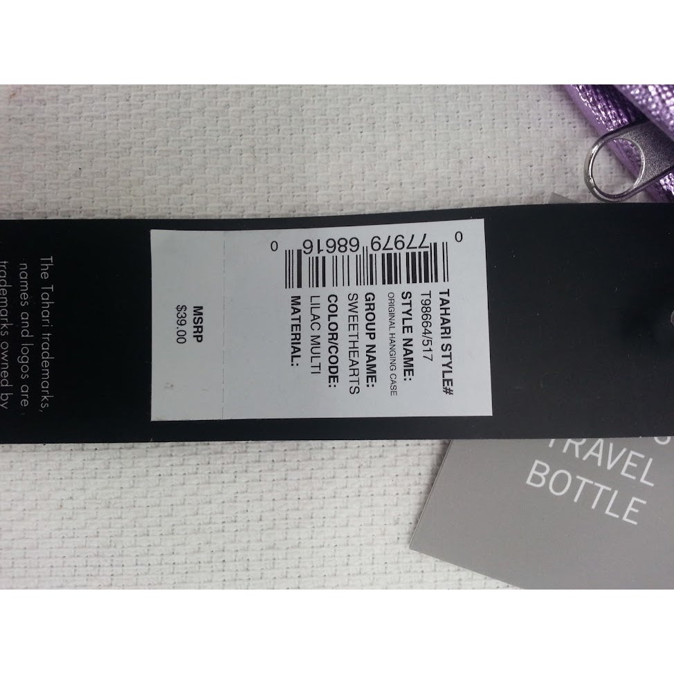 Tahari Hanging Case Travel Lilac Sweethearts Cosmetics Lingerie NEW Floral