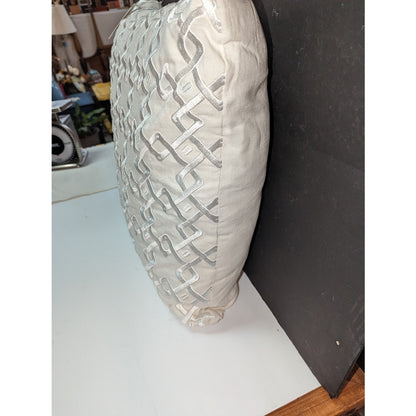 Hotel Collection 22x22 Linen Decorative Pillow $150.00 Geometric Embroidered NEW