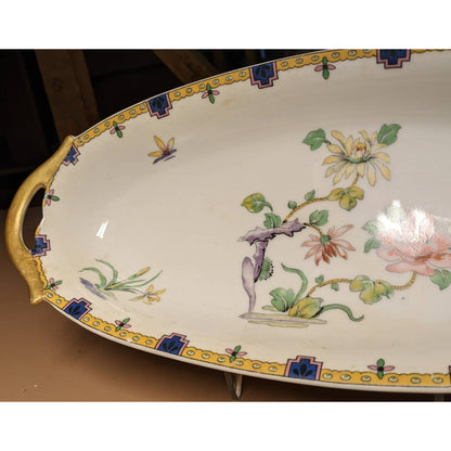 Union Ceramique Limoges France Porcelain Relish Dish Gold Tone Edge platter