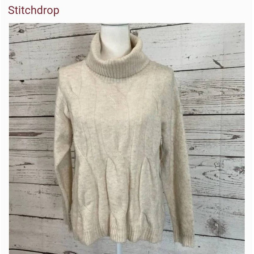 Stitch Drop Sweater Cable knit long sleeve turtleneck Size Small
