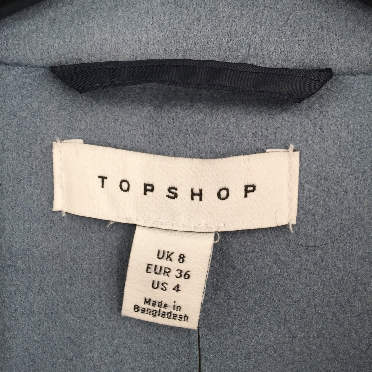 Topshop Brooke Double Breasted Long Coat Collared Neck Four Button Up Blue SZ 4