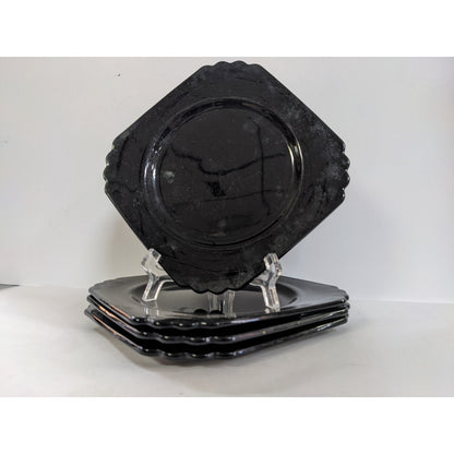 Fostoria Mayfair Black Amethyst Set 4 small glass plates 7" x 7" Bread Luncheon