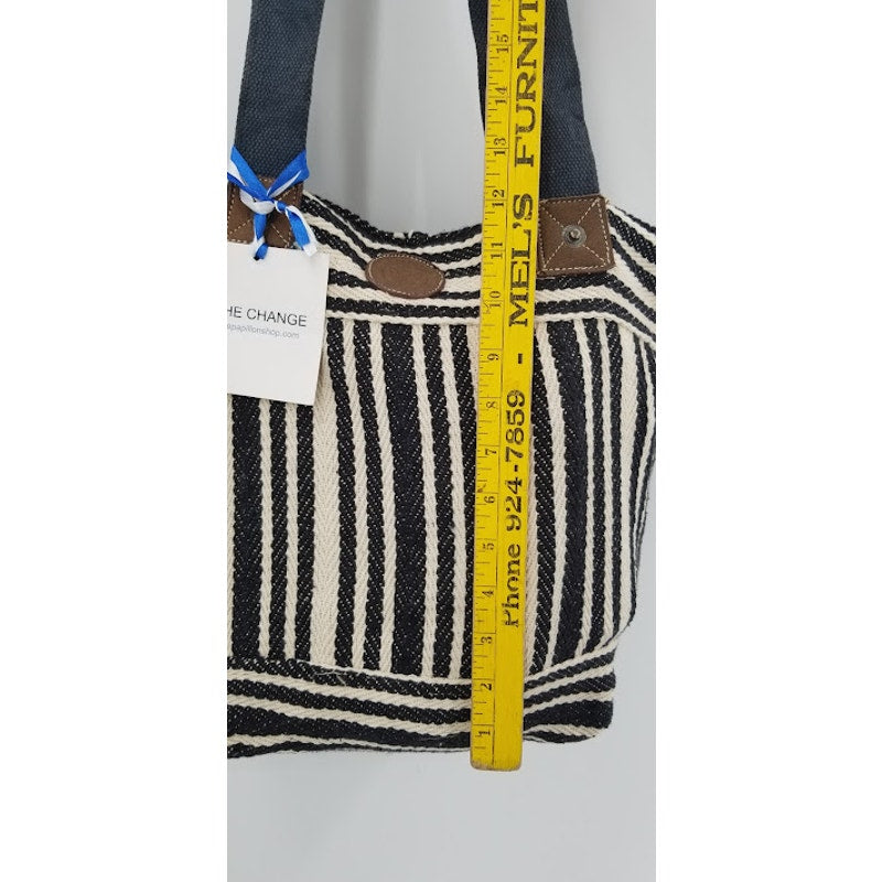 B. The Change striped cotton shoulder bag tote purse soft NWT beachbag