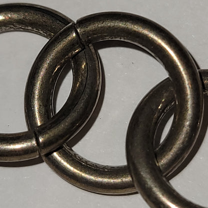 Vintage Silvertone necklace toggle clasp Discs hammered square circle 16" length
