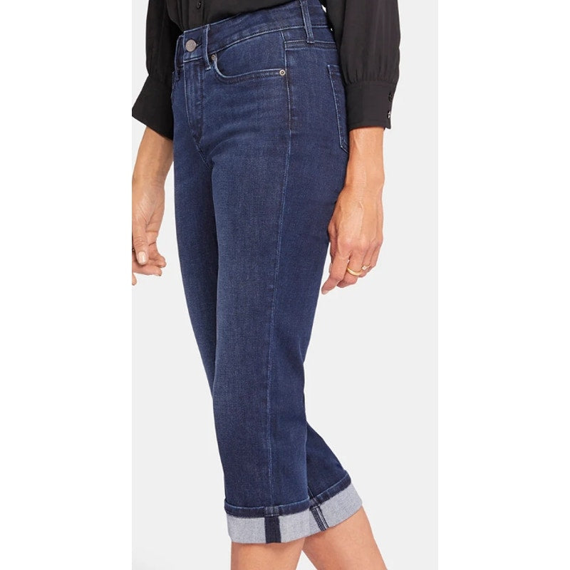 NYDJ Marilyn Straight Crop Cuff Jeans Size 6 in Bezel Blue Dark Wash NWT