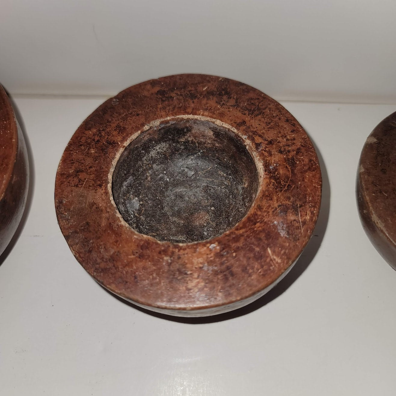 3 PIECE set handmade clay smudge pots incense bowl Candle holders MCM Vessel