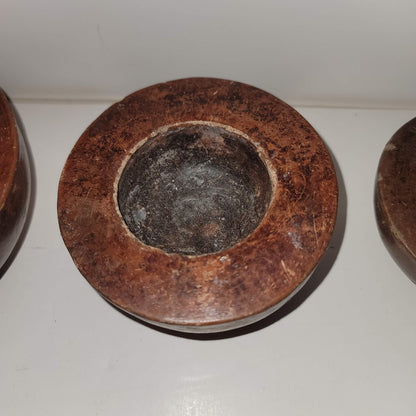 3 PIECE set handmade clay smudge pots incense bowl Candle holders MCM Vessel