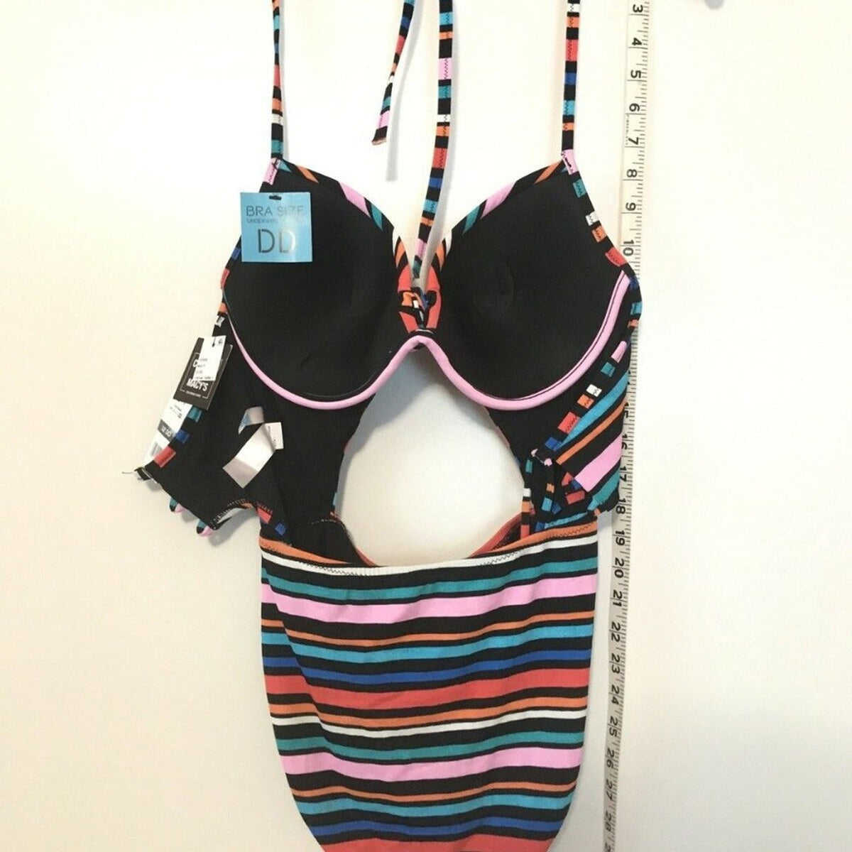 Sundazed Striped Willa Twist Cutout Halter Swim Size 32DD
