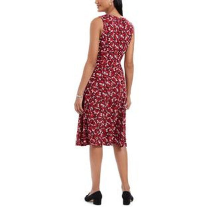 Charter Club Tie-Waist Casual  Floral Spring Dress Sleeveless Red Classic Small