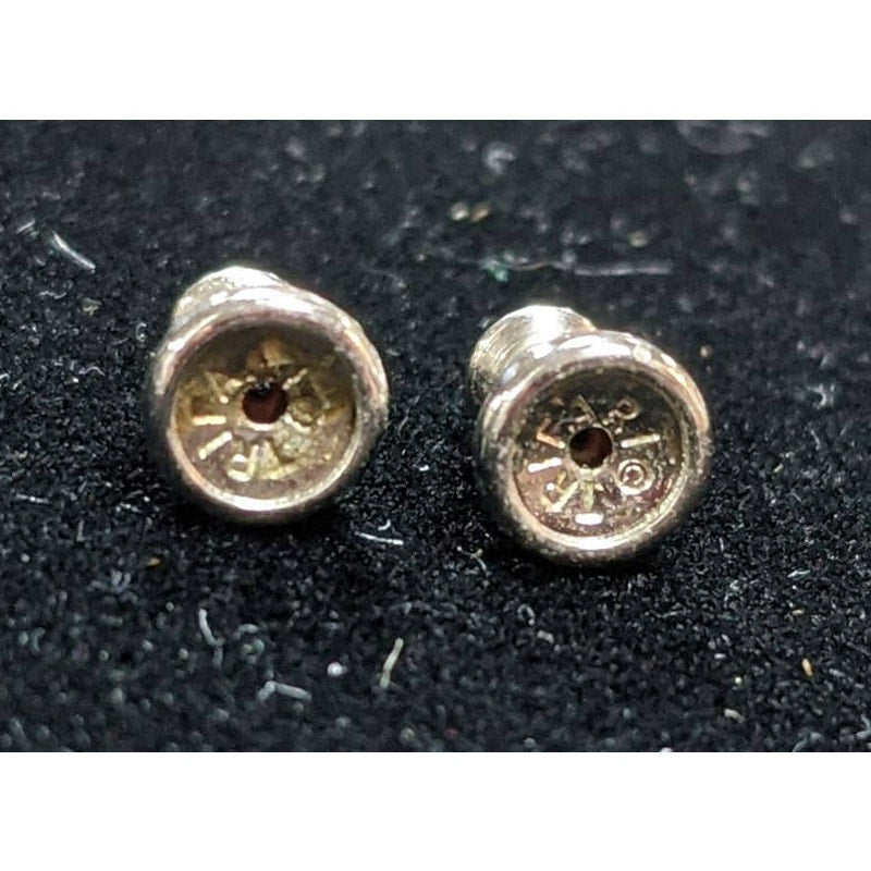 Trifari Vintage Hexagonal Semi Hoop Posts Earrings with Signed Backs Silver Tone