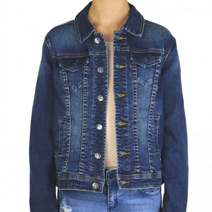 Tractr Girls Basic Denim Jacket Long Sleeve Front Button Size 6