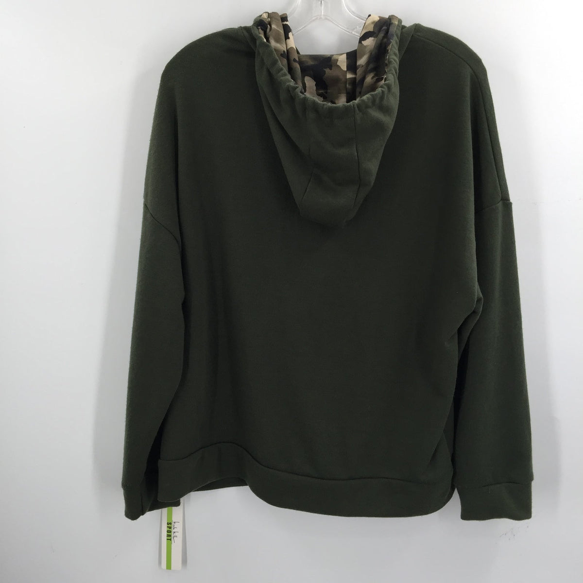 Nicole Miller cSport Zip Up Hoodie Jacket Long Sleeves Green Camo Large NWT