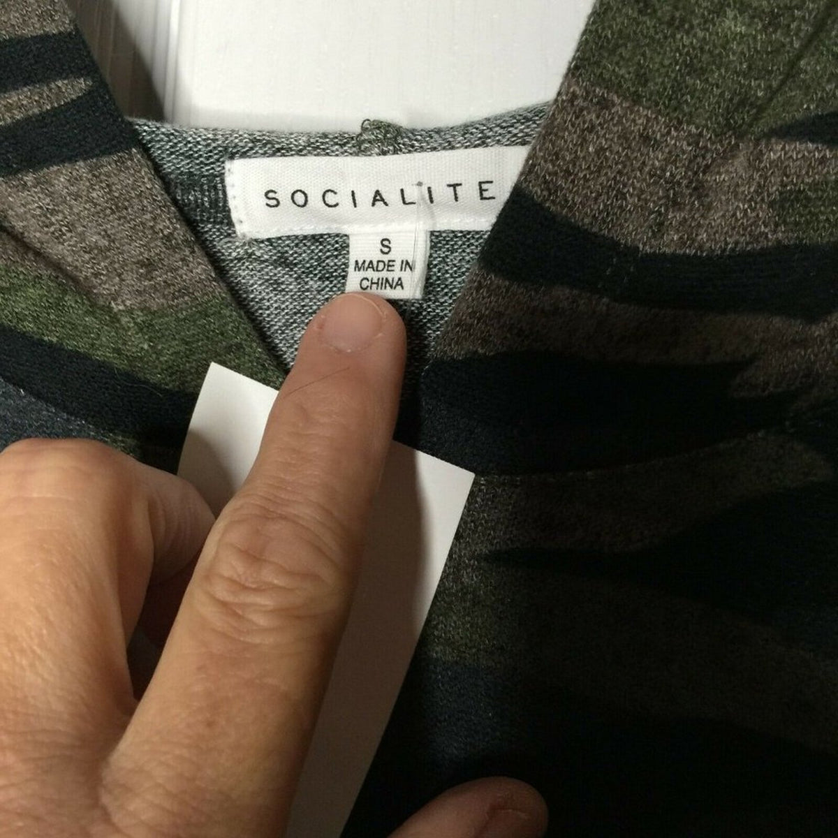 Socialite Hoodie Sweatshirt Long Sleeve Ribbed Cuff Camouflage NEW Mens Small