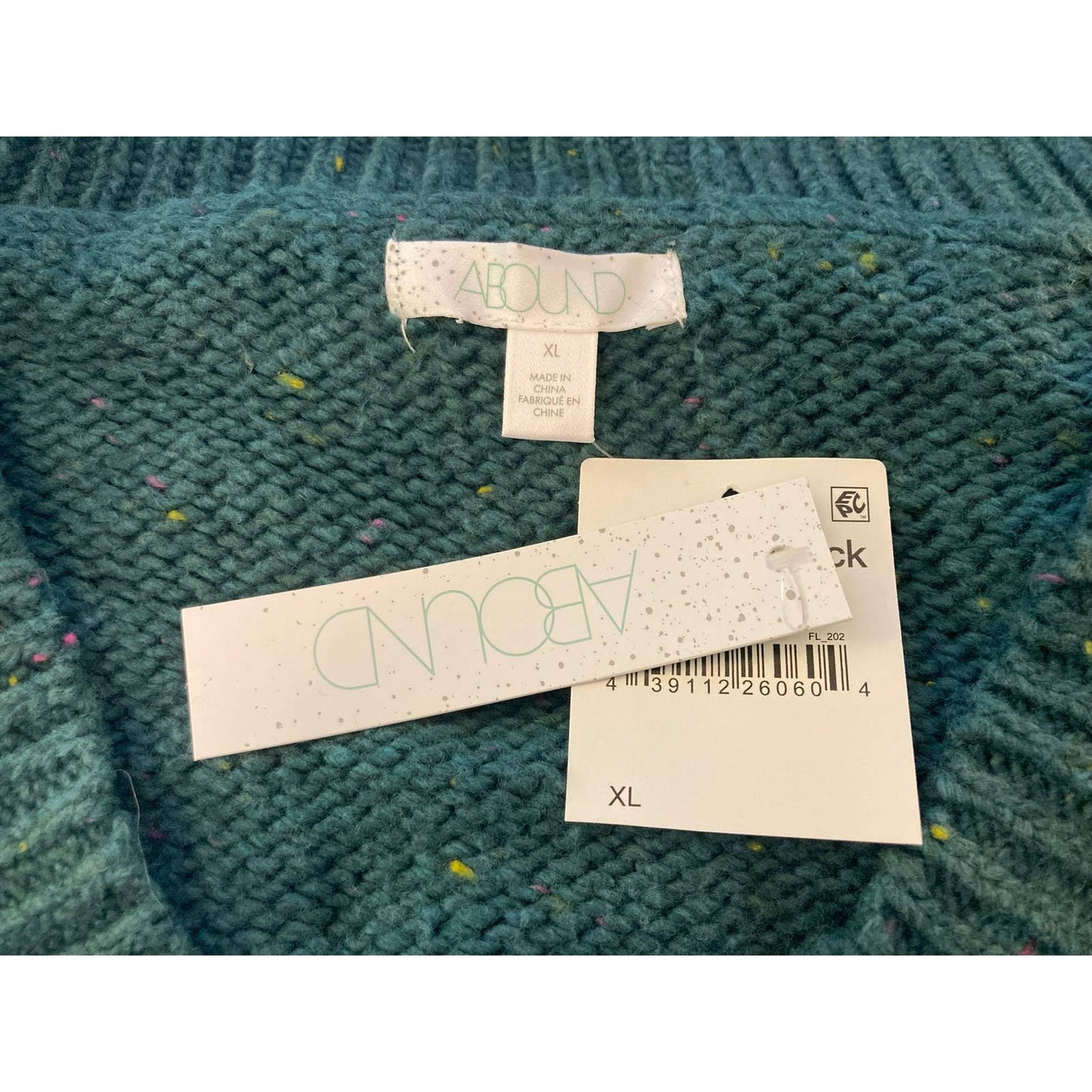 Abound Weekend V-Neck Flecked Sweater Sz XL/Extra Large in Teal Cyrus Nep NWT