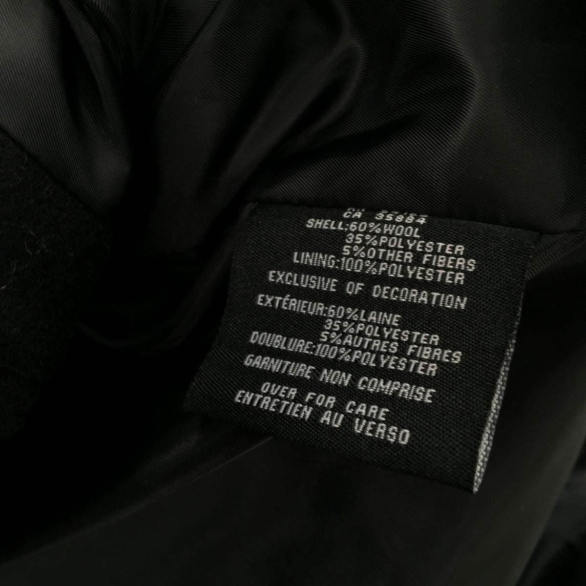Cole Haan Winter Wool Blend Coat Long Sleeve Slit Back PeaCoat Black Size Medium