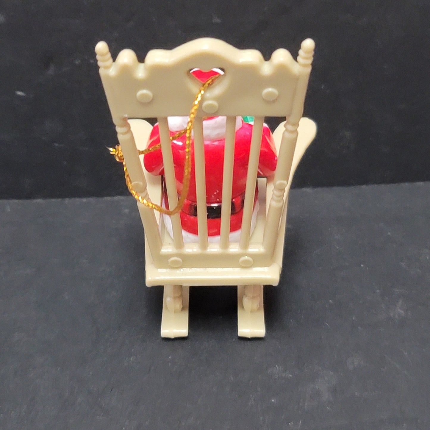 Vintage Santa in Rocking Chair Reading Book. Christmas, Ornament, Plastc