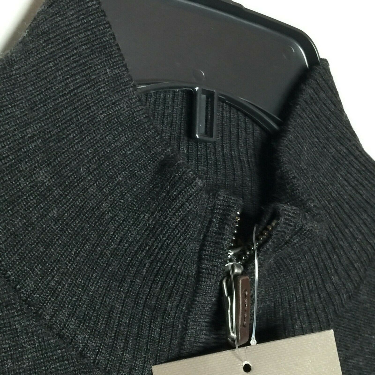 Thomas Dean Pullover Sweater 1/4 Zip Long Sleeves Stand-Up Collar Black Small