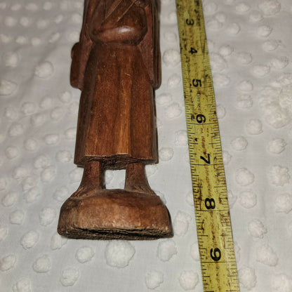 Handmade Vintage Wood Carving Peru Statue South American Art 8.5" Tall Campesina